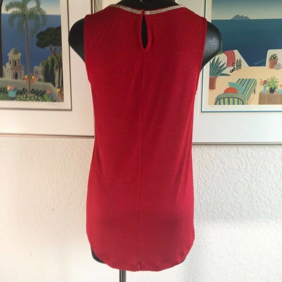 Banana Republic Red Sequin Neckline Tank Top XS - Picture 3 of 12